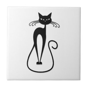 Whimsical Black Cat Fliese