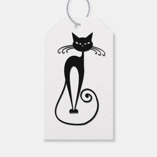 Whimsical Black Cat Geschenkanhänger (Vorderseite)