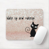 Whimsical Black Cat Glittery Weckte auf und Make-u Mousepad (Mit Mouse)