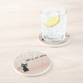 Whimsical Black Cat Glittery Weckte auf und Make-u Sandstein Untersetzer (Seite)