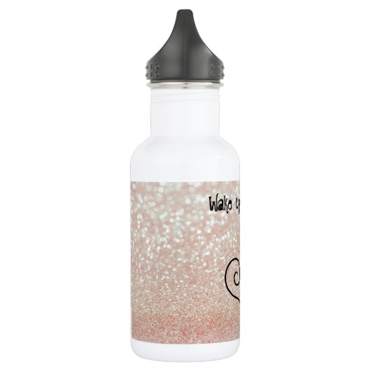 Whimsical Black Cat Glittery Weckte auf und Make-u Trinkflasche (Links)