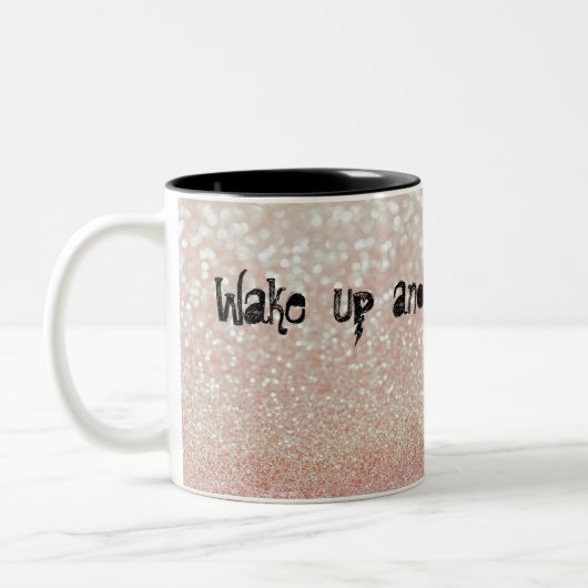 Whimsical Black Cat Glittery Weckte auf und Make-u Zweifarbige Tasse (Links)