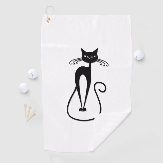 Whimsical Black Cat Golfhandtuch (Insitu)