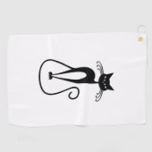 Whimsical Black Cat Golfhandtuch (Horizontal)