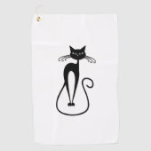 Whimsical Black Cat Golfhandtuch (Vorderseite)