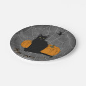 Whimsical Black Cat Happy Halloween Party Pappteller (Schrägansicht)