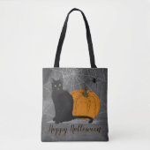 Whimsical Black Cat Happy Halloween Tasche (Vorderseite)