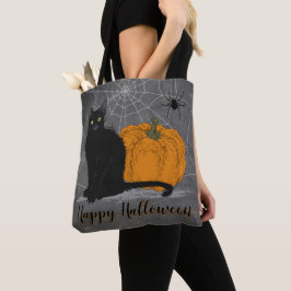 Whimsical Black Cat Happy Halloween Tasche