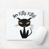 Whimsical Black Cat Here Kitty, Kitty! Mousepad (Mit Mouse)