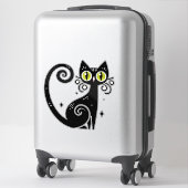 Whimsical Black Cat Illustration Aufkleber (Koffer)
