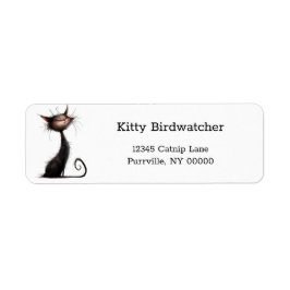 Whimsical Black Cat Illustration Rücksendeadresse