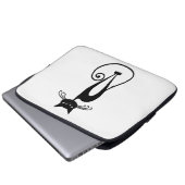 Whimsical Black Cat Laptopschutzhülle (Vorne Knopf)