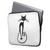Whimsical Black Cat Laptopschutzhülle (Vorderseite Links)