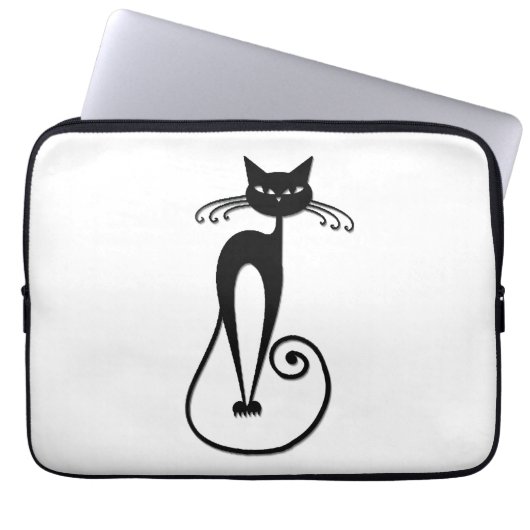 Whimsical Black Cat Laptopschutzhülle (Vorderseite)