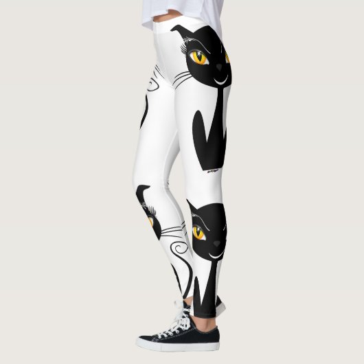 Whimsical Black Cat Leggings (Links)