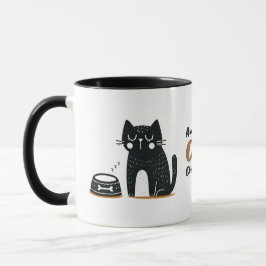 Whimsical Black Cat Manifesting Full Food Bowl Tasse