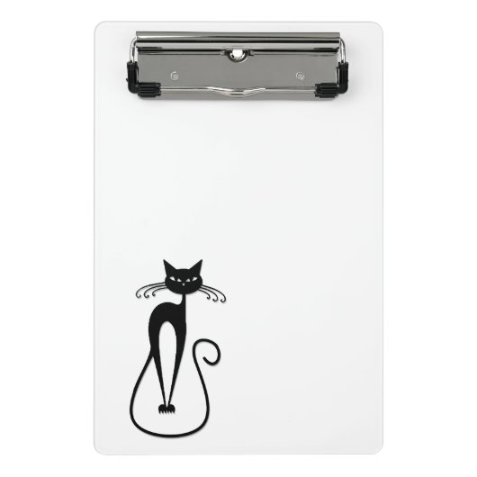 Whimsical Black Cat Mini Klemmbrett (Vorderseite)