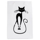 Whimsical Black Cat Mittlere Geschenktüte (Vorderseite)
