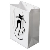 Whimsical Black Cat Mittlere Geschenktüte (Rückseite Schrägansicht)