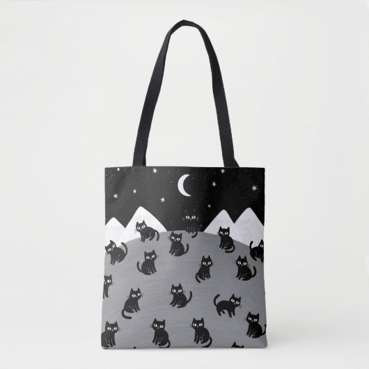 Whimsical Black Cat Night Tote Bag Tasche (Vorderseite)