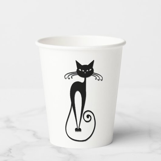 Whimsical Black Cat Pappbecher (Rückseite)