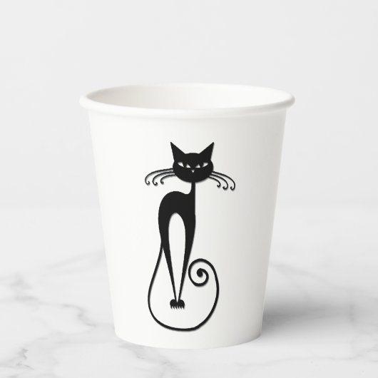 Whimsical Black Cat Pappbecher (Vorderseite)