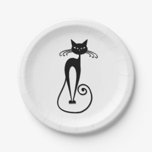 Whimsical Black Cat Pappteller
