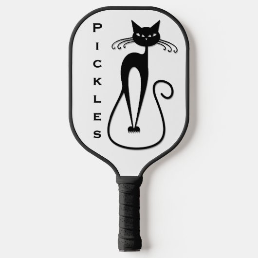 Whimsical Black Cat Personal Pickleball Schläger (Vorderseite)