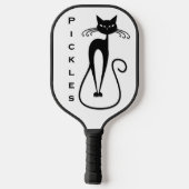 Whimsical Black Cat Personal Pickleball Schläger (Rückseite)