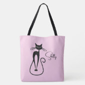 Whimsical Black Cat Personal Pink Tasche (Rückseite)