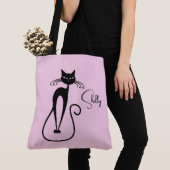 Whimsical Black Cat Personal Pink Tasche (Von Nahem)
