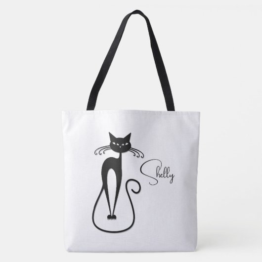 Whimsical Black Cat Personal Tasche (Vorderseite)