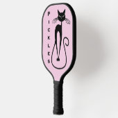 Whimsical Black Cat Pink Personal Pickleball Schläger (Links)