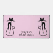 Whimsical Black Cat Pink Personal Schreibtischunterlage (Vorderseite)