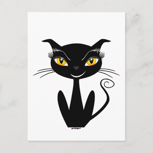 Whimsical Black Cat Postkarte (Vorderseite)