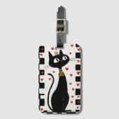 Whimsical Black Cat Queen mit Gold Crown Gepäckanhänger (Vorderseite Vertikal)