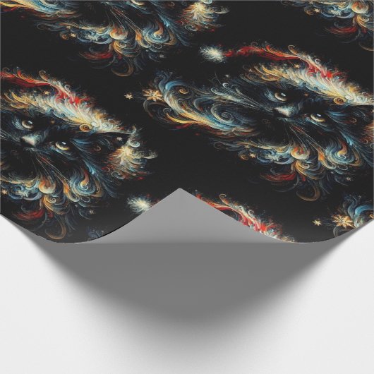 Whimsical Black Cat Santa Christmas Hat Decoupage Geschenkpapier (Ecke)