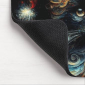 Whimsical Black Cat Santa Christmas Hat saisonale Mousepad (Ecke)