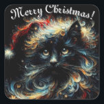 Whimsical Black Cat Santa Christmas Hat saisonale Quadratischer Aufkleber<br><div class="desc">Whimsical Black Cat Santa Weihnachten Hat Saison Bitte folgen Sie mir; ich erstelle täglich neue Designs und Produkte!</div>