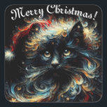 Whimsical Black Cat Santa Christmas Hat saisonale Quadratischer Aufkleber<br><div class="desc">Whimsical Black Cat Santa Weihnachten Hat Saison Bitte folgen Sie mir; ich erstelle täglich neue Designs und Produkte!</div>
