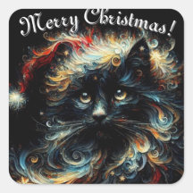 Whimsical Black Cat Santa Christmas Hat saisonale