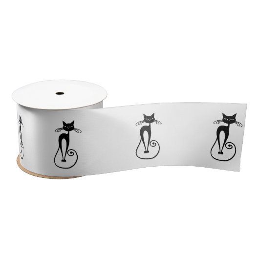 Whimsical Black Cat Satinband (Spule)