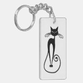 Whimsical Black Cat Schlüsselanhänger (Vorderseite links)