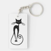 Whimsical Black Cat Schlüsselanhänger (Rückseite)