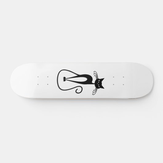 Whimsical Black Cat Skateboard (Horizontal)
