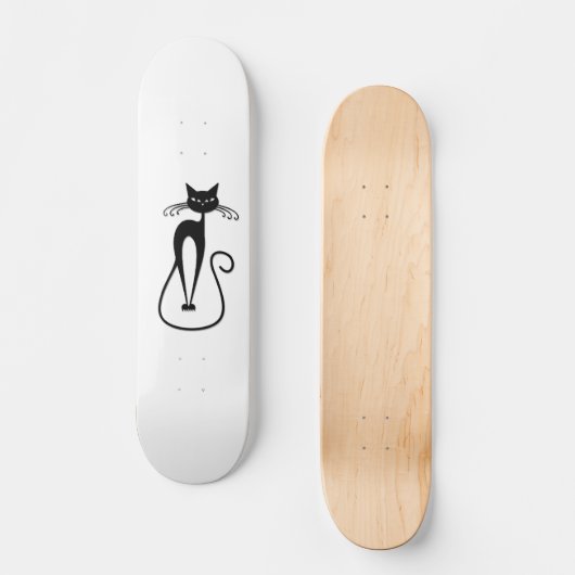 Whimsical Black Cat Skateboard (Vorderseite)