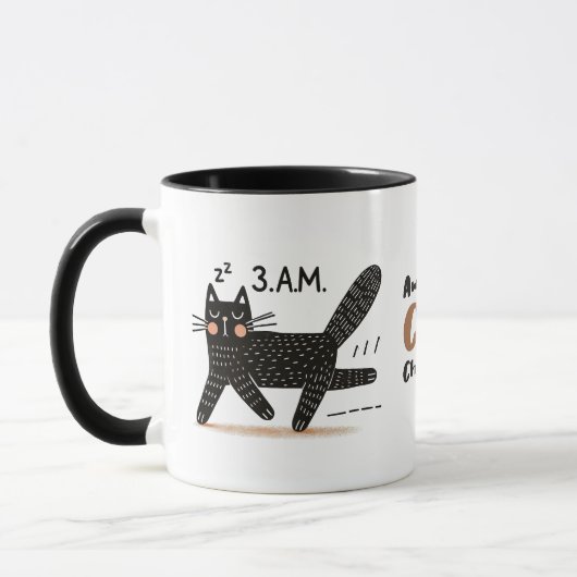 Whimsical Black Cat Sprint um 3 Uhr Tasse (Links)