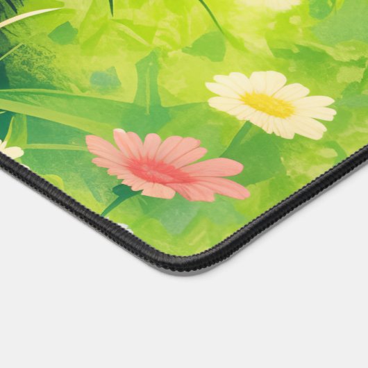 Whimsical Black Cat Sunny Daisy Cloud Sky Schreibtischunterlage (Ecke)