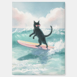 Whimsical Black Cat Surfmagnet Magnet