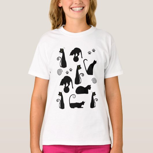 Whimsical Black Cat T - Shirt (Vorderseite)